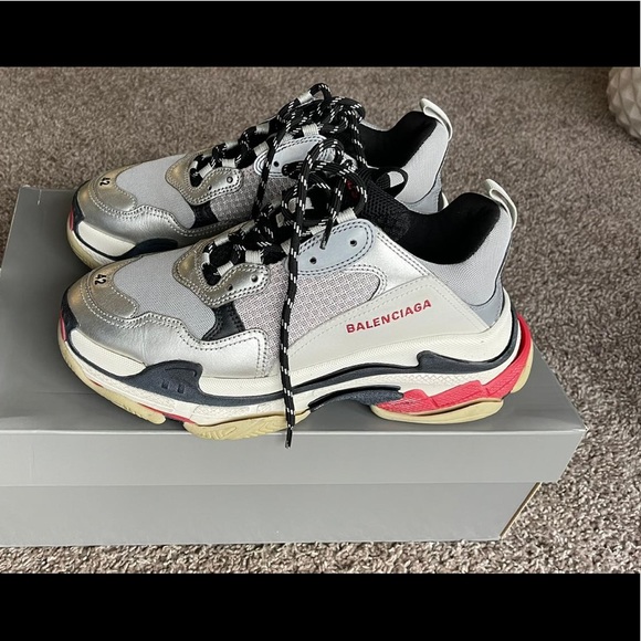 Balenciaga Triple S, size 42, men, white with silver and red. Worn 2 times. - Picture 7 of 14